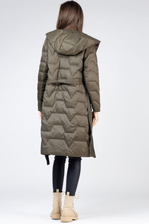 Geaca midi kaki cu cordon si gluga [3]