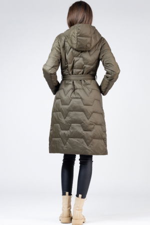 Geaca midi kaki cu cordon si gluga [4]