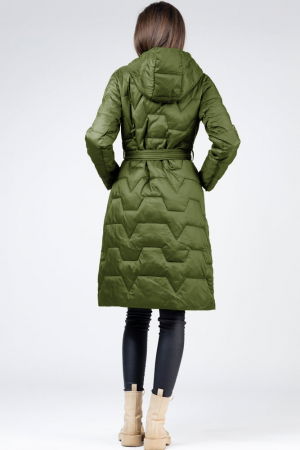 Geaca midi verde olive cu cordon si gluga [2]