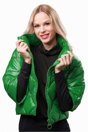 Geci & Jachete & Blazere - Geaca Monte Cervino verde cu maneci 3/4 si guler inalt