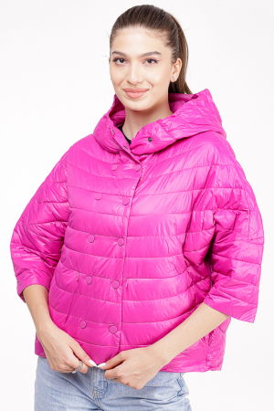 ÎMBRĂCĂMINTE - Geaca Monte Cervino oversize, fucsia, cu gluga si maneci 3/4