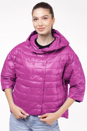 Geci & Jachete & Blazere - Geaca Monte Cervino oversize cu gluga si maneci 3/4, mov zmeura