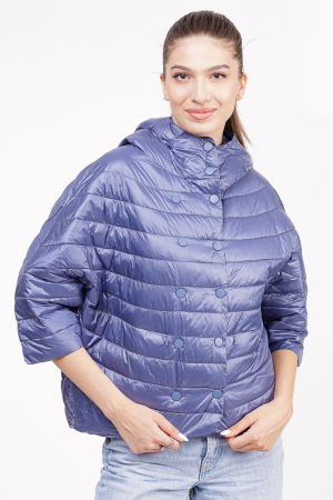 Geci & Jachete & Blazere - Geaca Monte Cervino oversize, albastru petrol, cu gluga si maneci 3/4