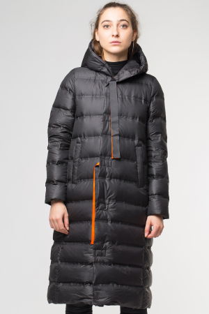 Geci Groase & Paltoane - Geaca lunga cu umplutura puf gasca, neagra