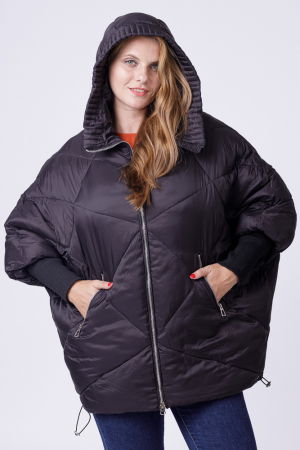 Geci Groase & Paltoane - Geaca oversized cu maneci din jerseu stranse, neagra