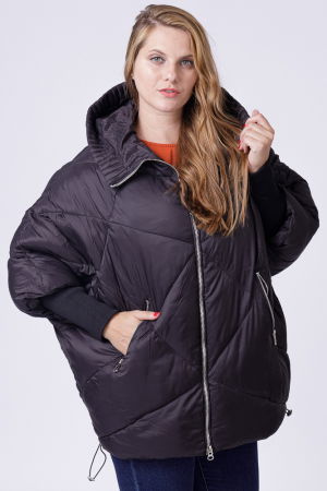 Geaca oversized cu maneci din jerseu stranse, neagra [2]