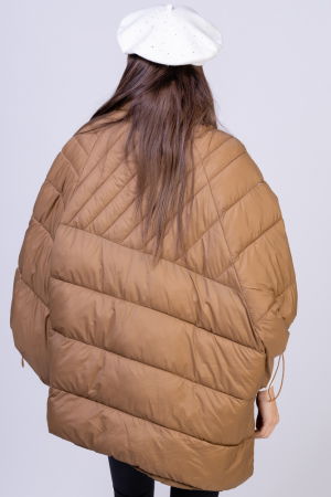 Geaca - poncho de oras, oversized, asimetrica, camel [3]