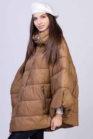 Geaca - poncho de oras, oversized, asimetrica, camel [4]