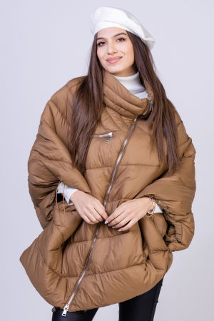 Geaca - poncho de oras, oversized, asimetrica, camel [2]