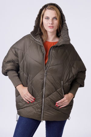 Geci Groase & Paltoane - Geaca oversized cu maneci din jerseu stranse, kaki