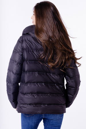 Geaca de puf usoara cu gluga, neagra [3]