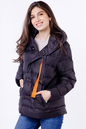 Geaca de puf usoara cu gluga, neagra [1]