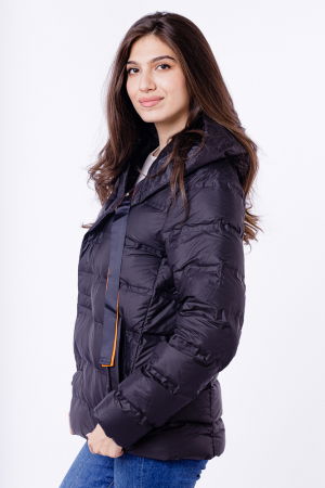 Geaca de puf usoara cu gluga, neagra [2]