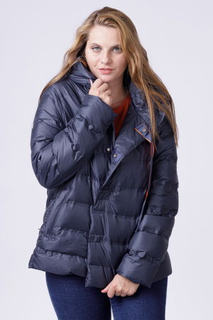 Geci Groase & Paltoane - Geaca scurta cu umplutura puf gasca, bleumarin