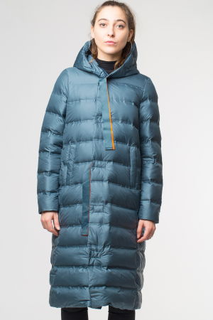 Geci Groase & Paltoane - Geaca lunga cu umplutura puf gasca, turcoaz