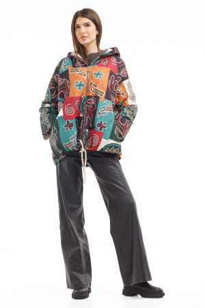 Geaca usoara matlasata, cu gluga si imprimeu etnic patchwork [5]