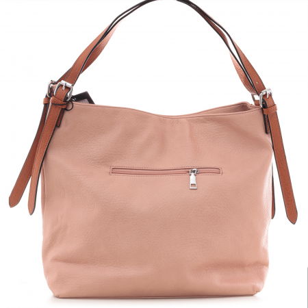 Geanta roz prafuit de umar cu doua fermoare laterale, din piele ecologica [2]