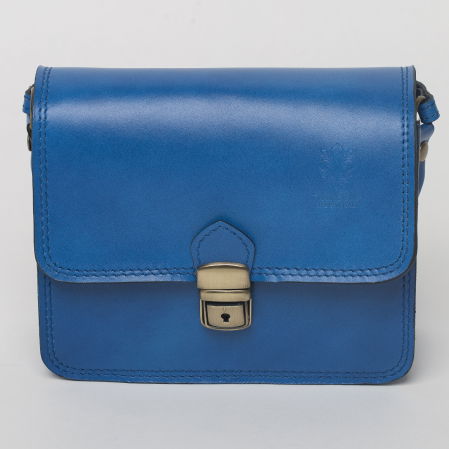 Genți din Piele Naturală - Geanta crossbody albastra din piele naturala, tip postas