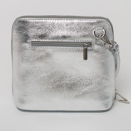 Geanta crossbody, argintie, din piele naturala [1]
