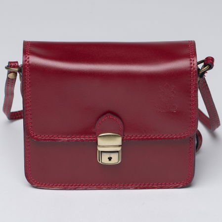 Genți din Piele Naturală - Geanta crossbody bordo din piele naturala, tip postas