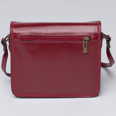 Geanta crossbody bordo din piele naturala, tip postas [1]