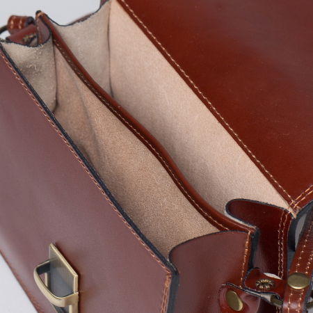 Geanta crossbody coniac deschis din piele naturala, tip postas [2]