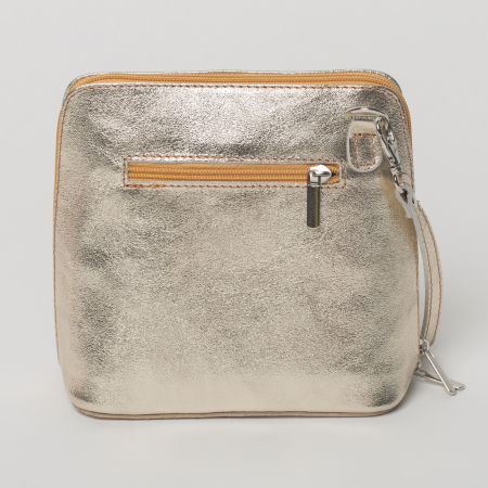 Geanta crossbody, aurie, din piele naturala [1]