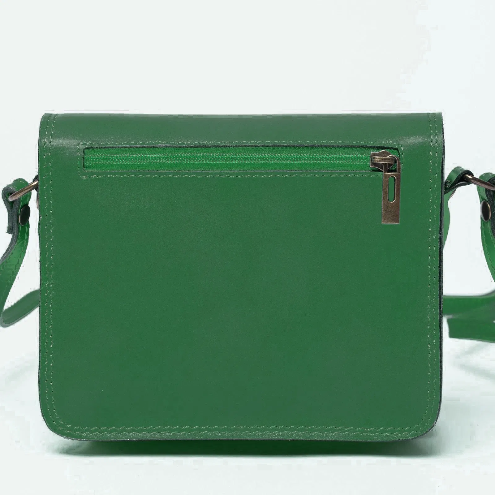 Geanta crossbody din piele naturala, tip postas, verde [2]