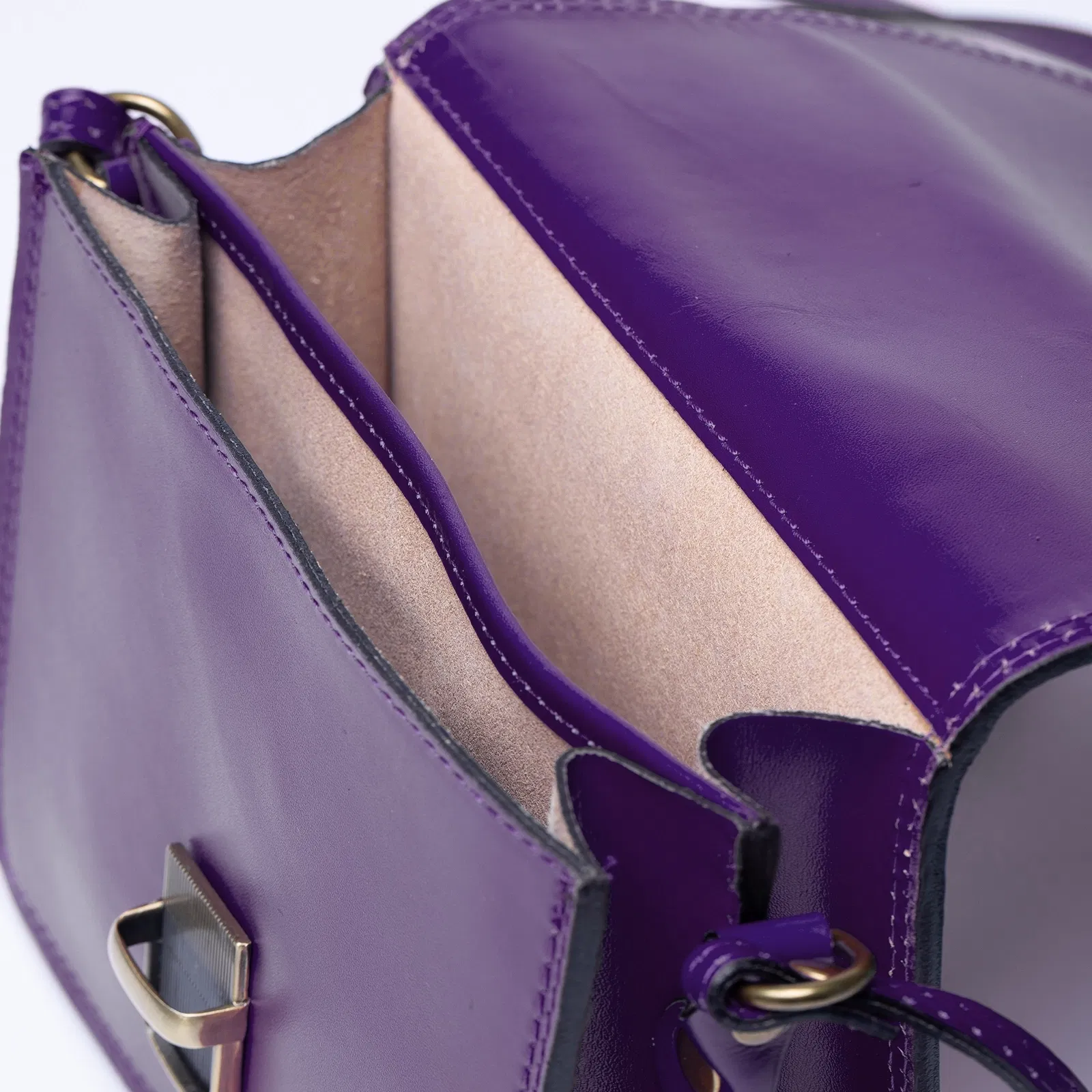 Geanta crossbody din piele naturala, tip postas, mov [2]