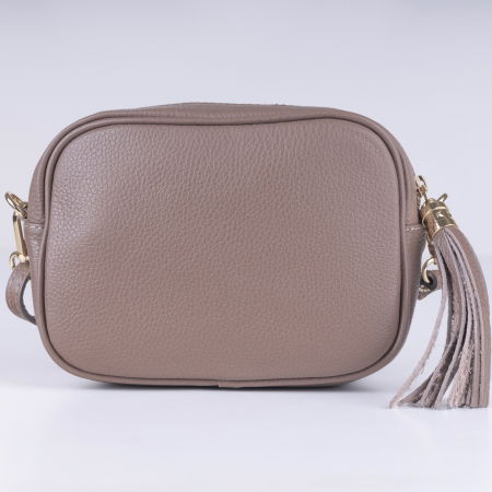 Geanta crossbody fango din piele naturala, cu ciucure din piele [2]