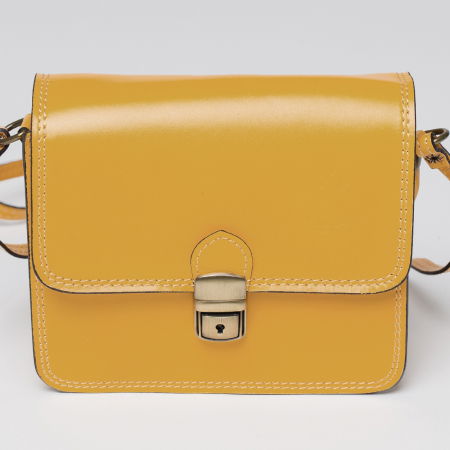 Geanta crossbody galben mustar din piele naturala, tip postas