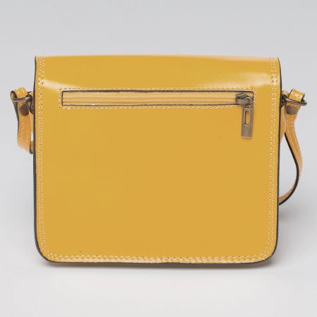 Geanta crossbody galben mustar din piele naturala, tip postas [1]