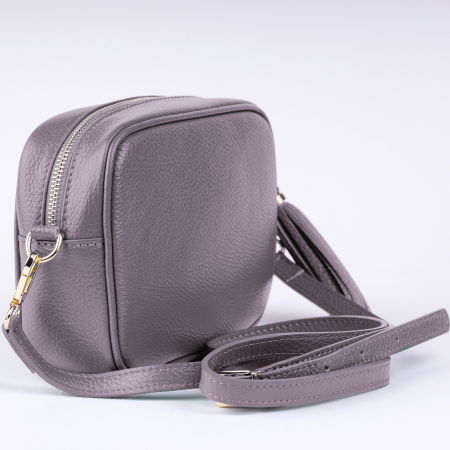 Geanta crossbody mov lavanda deschis din piele naturala, cu ciucure din piele [2]