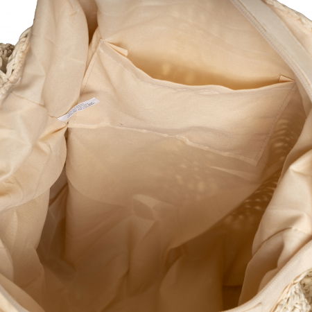 Geanta crossbody patrata mare, impletita cu franjuri mari decorative, bej deschis [2]