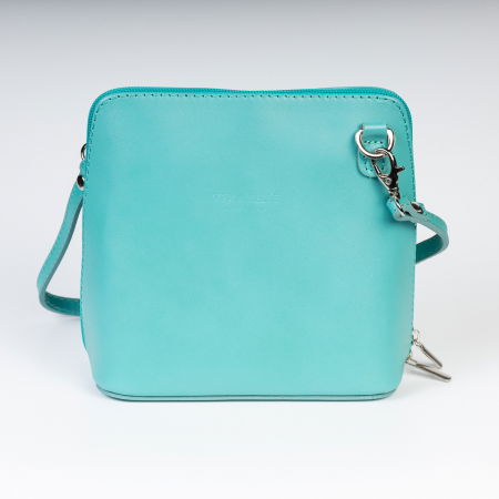 Genți din Piele Naturală - Geanta crossbody, turcoaz deschis, din piele naturala
