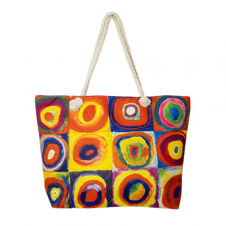 Cumpara impreuna cu discount - Geanta de plaja din material textil, cu imprimeu din pictura lui Kandinski
