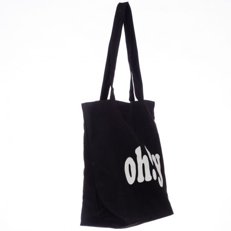 Geanta de umar din bumbac cu fermoar si imprimeu Oh!Y, neagra [1]