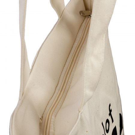 Geanta de umar din bumbac cu fermoar si imprimeu Oh!Y, alba [3]