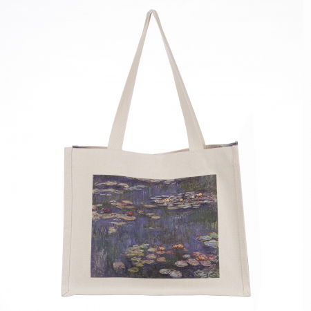 Genți - Geanta de umar din material textil cu imprimeu Nuferii lui Claude Monet