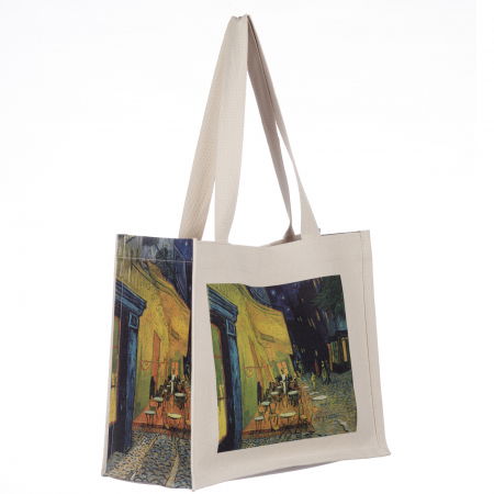 Geanta de umar din material textil cu imprimeu inspirat din pictura celebra " Cafeneaua" de Van Gogh [1]