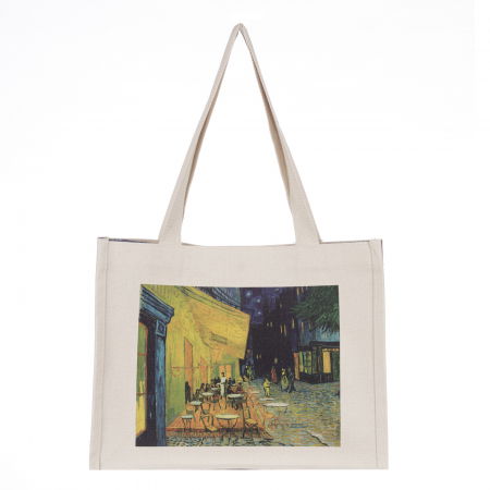 Genți - Geanta de umar din material textil cu imprimeu inspirat din pictura celebra " Cafeneaua" de Van Gogh