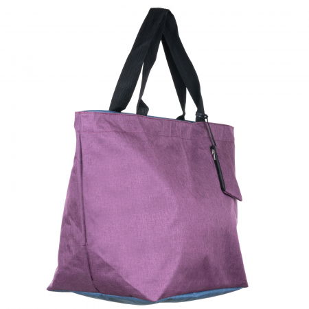 Genți din Material Textil - Geanta shopper multifunctionala medie din material textil panzat, mov