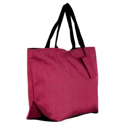 Genți - Geanta shopper multifunctionala medie din material textil panzat, fucsia
