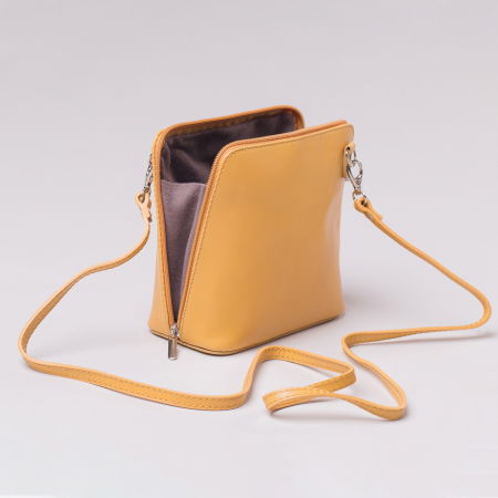 Geanta crossbody, galbena, din piele naturala [2]