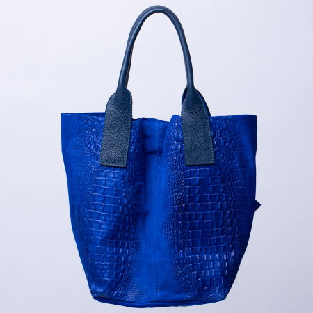 Geanta shopper din piele intoarsa naturala, albastru electric [1]