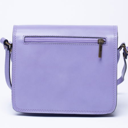 Geanta crossbody din piele naturala, tip postas, lila [1]