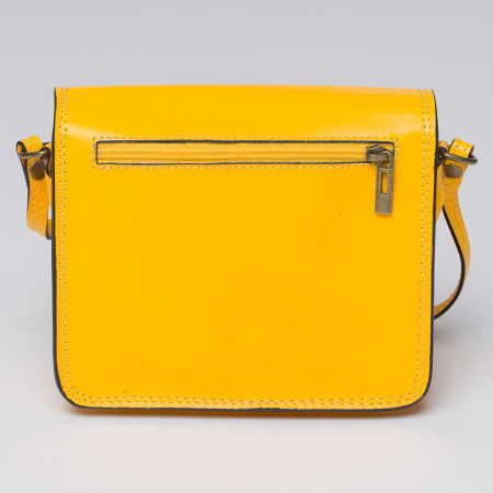 Geanta crossbody galbena din piele naturala, tip postas [1]