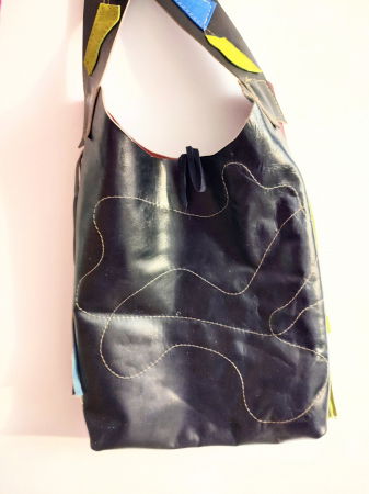 Geanta bordeaux tip sac,din piele naturala ,cu lalele [1]