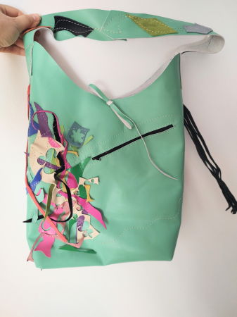 Geanta hobo din piele naturala,  multicolora ,unicat [1]