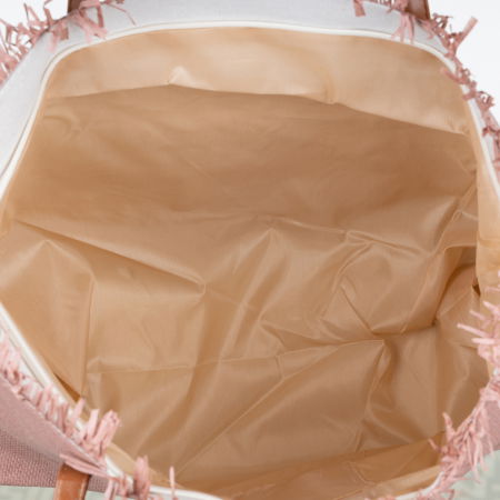 Geanta impletita cu franjuri in partea de sus, roz pudra [6]